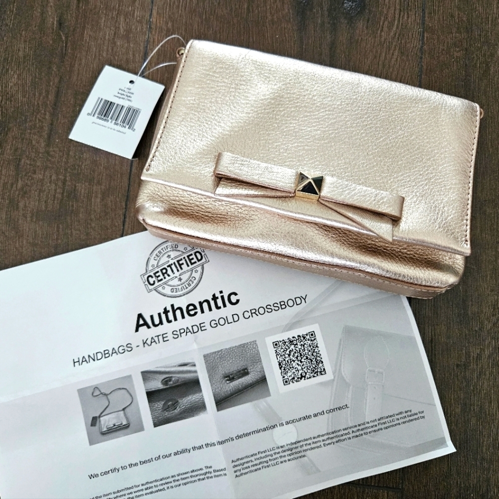 NWT ♠️ Kate Spade STORYBOOK LINING Metallic Gold Crossbody Bag w/ COA